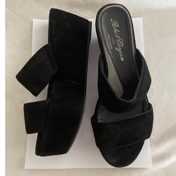 ROBERT CLERGERIE Clergerie Frazzia Platform Slides Size 39 Black Suede Leather - Picture 1 of 8